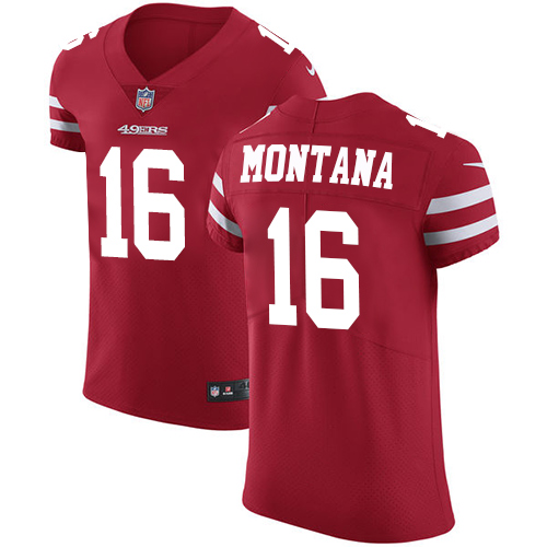 Nike 49ers #16 Joe Montana Red Team Color Men's Stitched NFL Vapor Untouchable Elite Jersey - Click Image to Close
